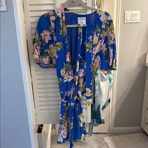 Floral Blue Wrap Dress